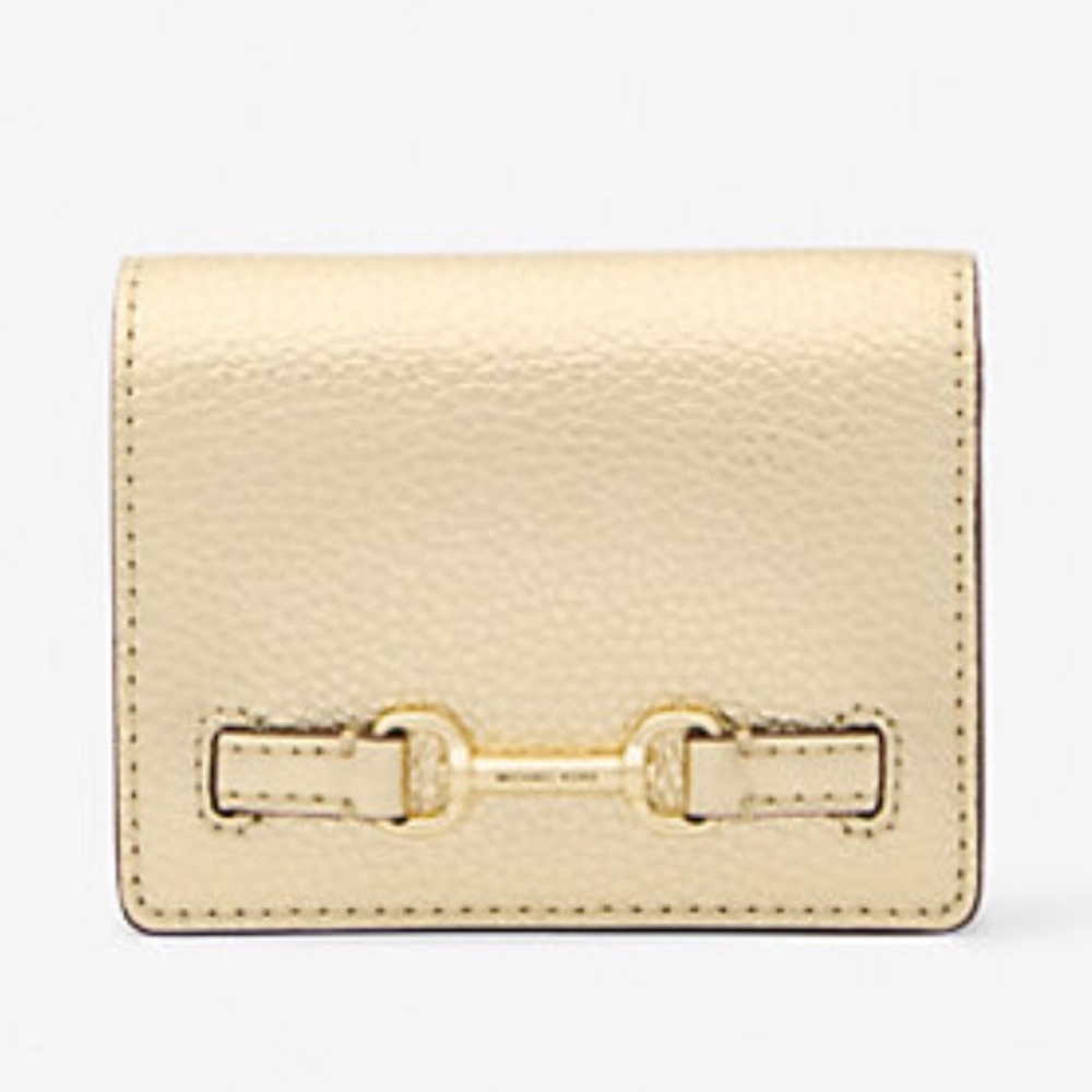 MICHAEL KORS
Carson Small Metallic Pebbled Leather Wallet
Pale Gold 
NWT